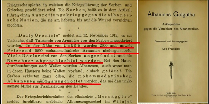 American Red Cross worker B. Peel Willett: 8000 Albanians farmers killed or burned alive by Serbian troops in 1913.