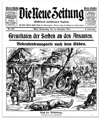 European newspapers covering the Serbian troops atrocities against the Albanians in 1912-13