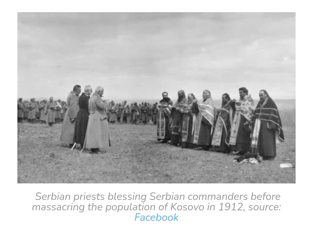 Photo: Serbian priests blessing Serbian commanders before massacring Albanians in 1912.