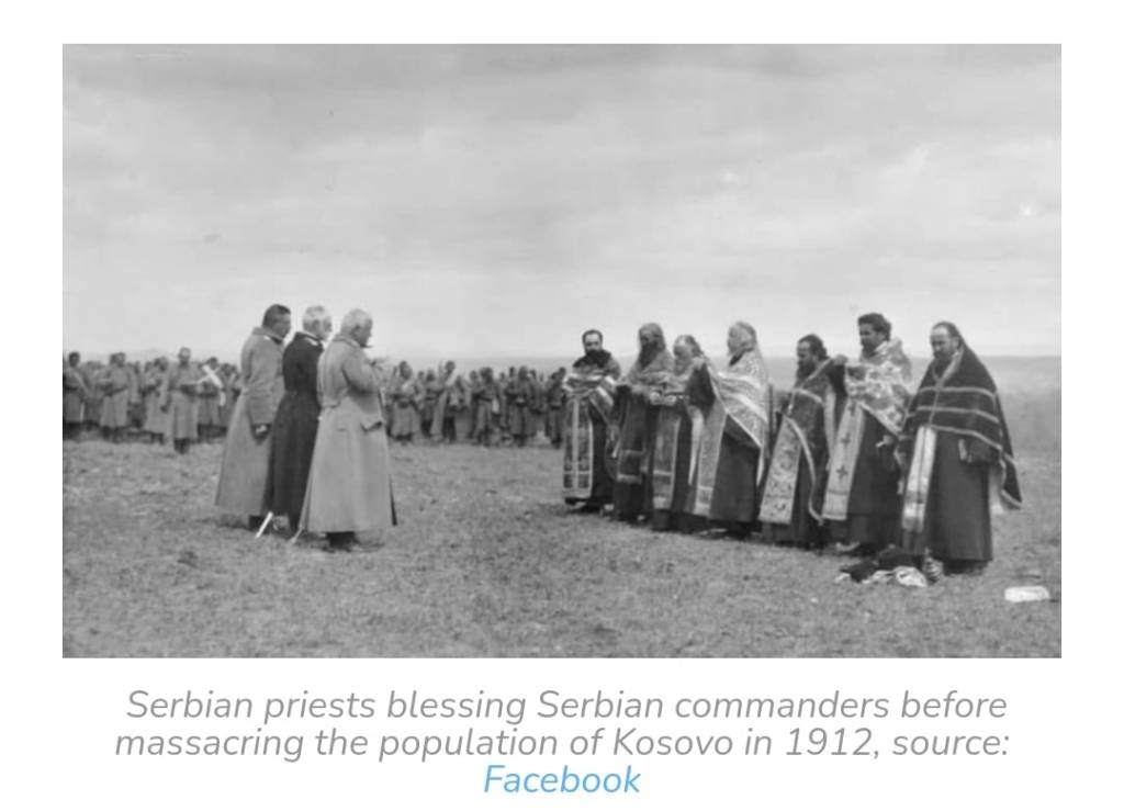 Photo: Serbian priests blessing Serbian commanders before massacring Albanians in 1912.