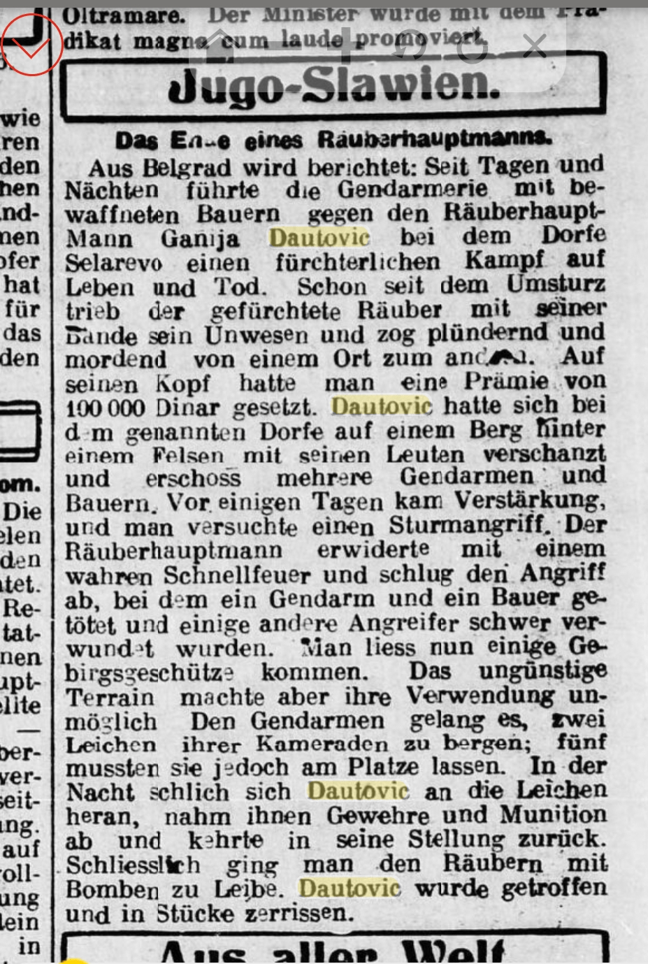Gani Dauti mentioned in a German newpaper.