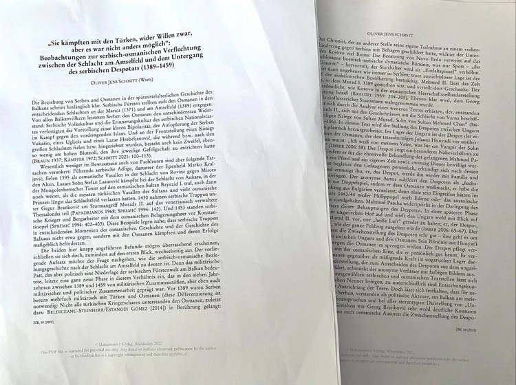 Facsimile of the study of prof. dr. Oliver Jens Schmitt, "They fought the Turks, against their will, but it was not possible to do otherwise"