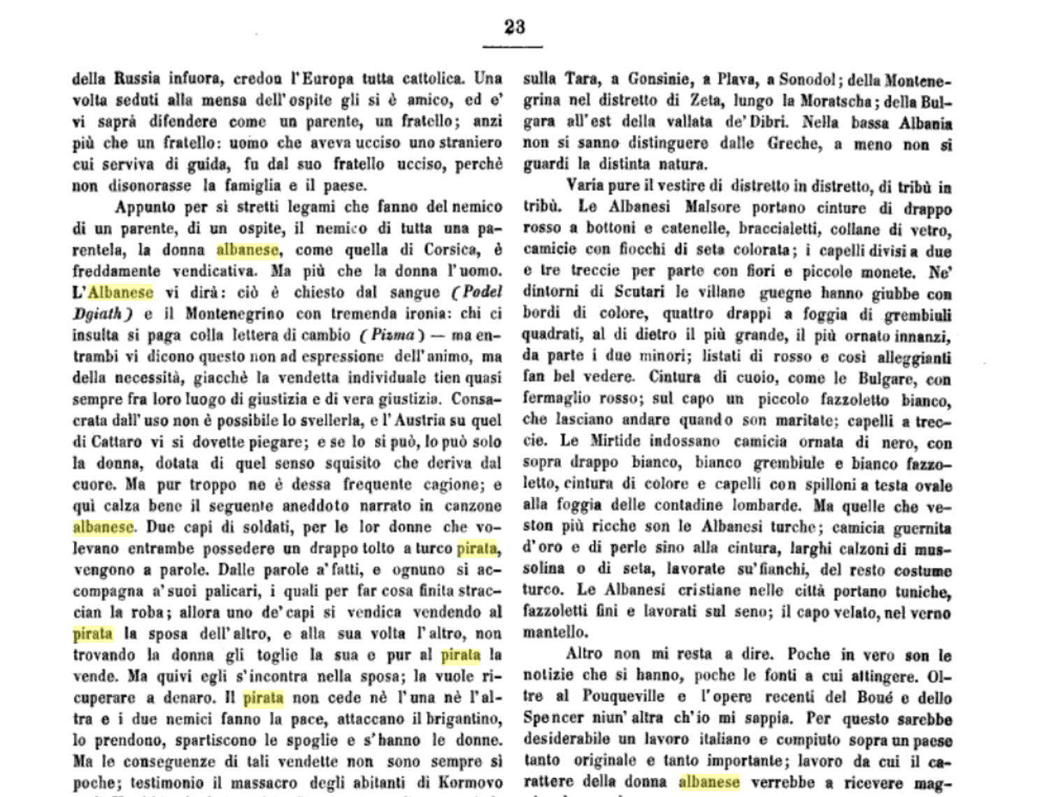 How shipping company Österreichischer Lloyd (Lloyd Austriaco) described Albanian women and culture in 1854