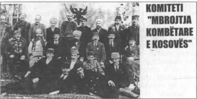 Kéta burra t'udhéhequr nga atdhetari Hoxhé Kadri Prishtina, me 1 Maj 1918 e formuen né Shkodér Komitetin e Mbrqjtjes Kombétare té Kosovés (KMKK) apo sic quhej shkurtimisht Komiteti i Kosovés. Duke i vené vetes 3 detyra kryesore: Me u pérpjekur para fuqive té médha té Antantés dhe me kérkuar bashkimin e Krahinave té Kosovés - prej Shkupit e deri né Tivar, né njé Shqipéri té liré dhe vetadministruese. Me njoftuar opinjoni ndérkombétar me veprimet genocidiste té pushtueséve serbo-malazez, veprime kéto te filluara qe nga vlti 1878, duke i perzene shqiptaret nga trqjet e veta stergjyshore. Me formuar dhe me derguar delegacione neper bote per realizmin e dy kerkesave te me siperme sic qe rasti me dergimin e delegacionit 3 antaresh te kryesuar nga Hasan Prishtina ne Konferencen e Versajit me 18 janar 1919. Por KMKK nuk luftoi vetem per clirimin e tokave te pushtuara nga serbo-malazezet por luftoi edhe per mbrojtjen e teresise shteterore te Shqiperise se cunguar dhe forcimin e ruajtjen e pavaresise se saj..

(The Committee for the Protection of Kosovo in 1918)
