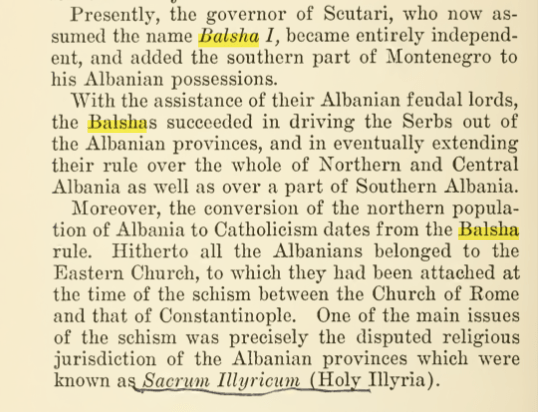 When the Albanian Balsha family drove out the Serbs in the 14th&nbsp;century