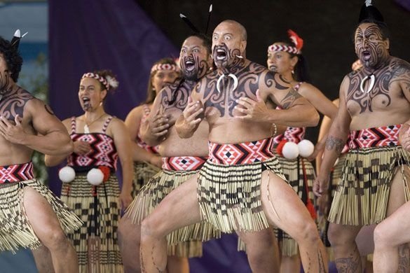 The Maori people and the "Haka ritual".