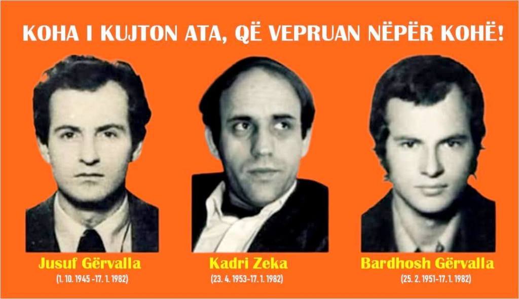 Albanian heroes Jusuf Gërvalla, Kadri Zeka and Bardhosh&nbsp;Gërvalla