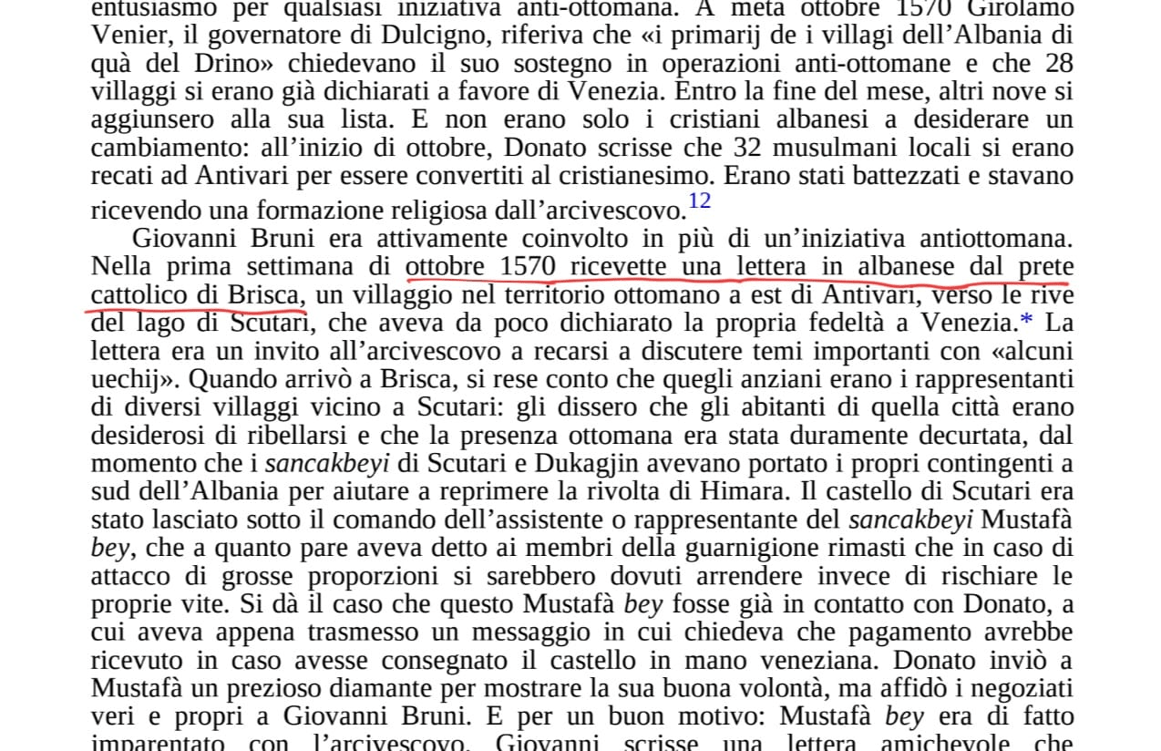 Evidence that the Albanian language was written in Krajë (Brisk) since the 16th century