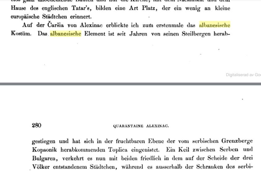 Albanians of Aleksinac in 1868
