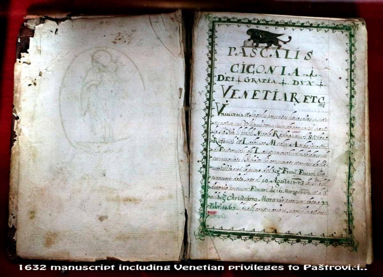 1632 Venetian manuscript including priviligies to the Pastrovic