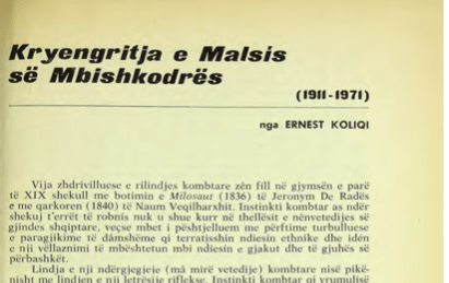 The Malesia uprising in Shkodër
