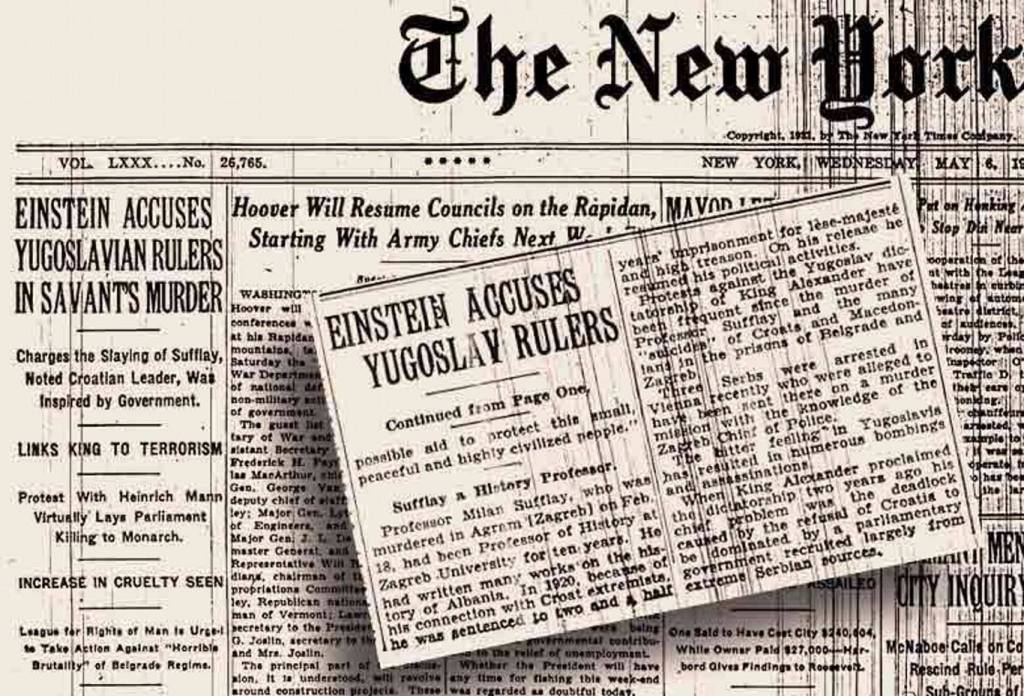 When Albert Einstein accused the Serbian government for murdering&nbsp;Sufflay