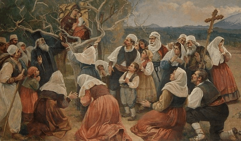 Iconographical evidence of 15th century Albanians using tirqe, plis and shawl