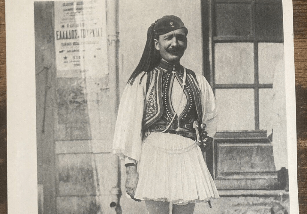 An Albanian dressed in his native&nbsp;Fustanella