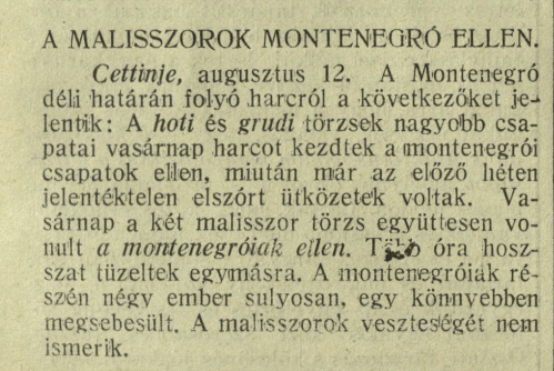When Hoti and Gruda fought the Montenegrin troops of&nbsp;1913