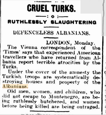 Turko-Montenegrin atrocities against Albanians (1903-1911) according to newspapers