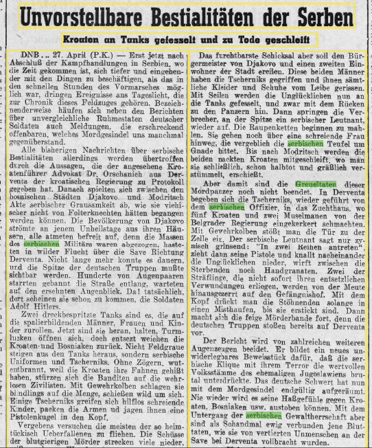 Unimaginable bestialities of the Serbs against Croats and Bosniaks in&nbsp;1940