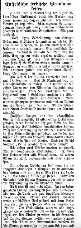 When Serbian soldiers killed even the cats and dogs of Albanian houses in 1913