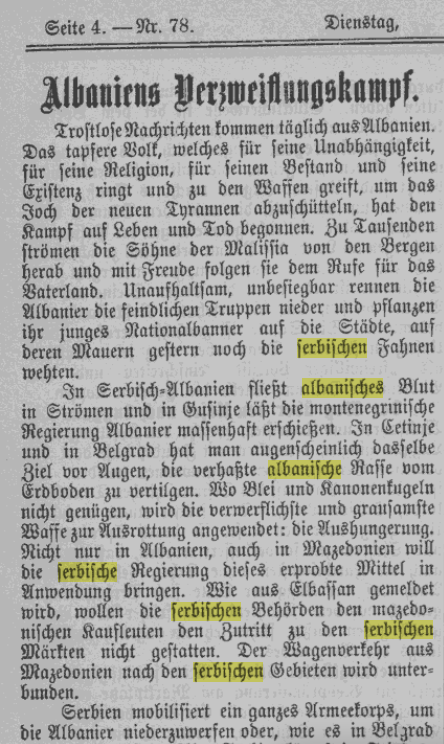 Serbia used starvation to kill Albanians in 1913