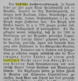 When Croatia prosecuted Greater Serbian irrendentists in 1909