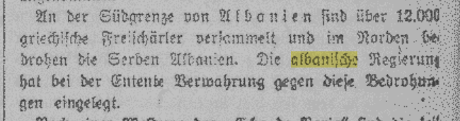Greeko-Serb invasion threats against Albania in&nbsp;1921