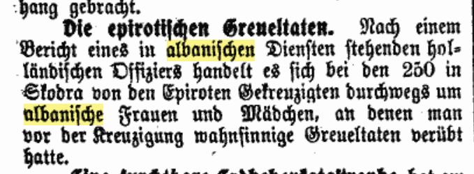 Dutch source: Greek war crimes against Albanian women and girls in Skodra in&nbsp;1914