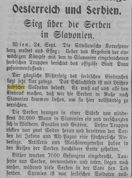 The Serbian invasion of Slavonia and the defeat by Austro-Hungary in&nbsp;1914