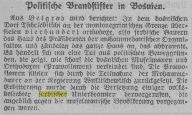 The Serbian assault against the Bosnian village of Čelebići in&nbsp;1928