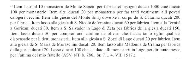 16th century Venetian donations to Albanian monasteries on Lake Shkoder and Vranina (Sini i&nbsp;Liqenit)