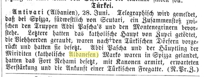 The Montenegrin attack on the Albanians of Spizza (Spiç) and Zupci in&nbsp;1861