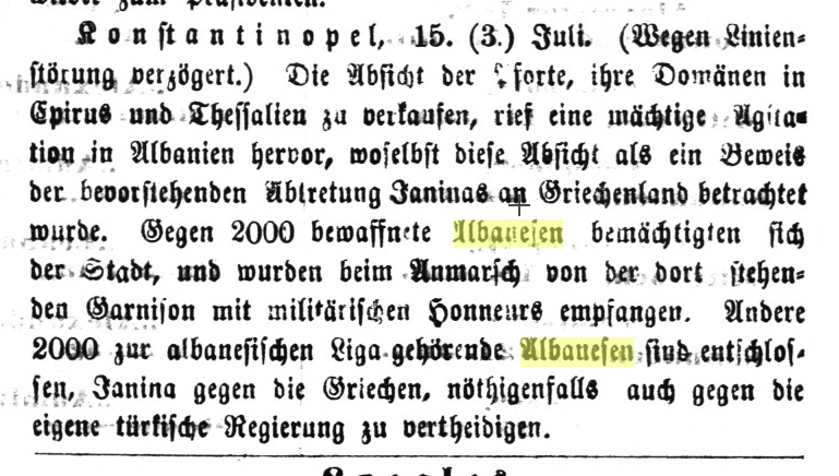 When thousands of Albanians defended Janina from the Greeks in 1879