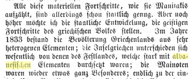 In 1833 the Greek mainland consisted of&nbsp;Albanians