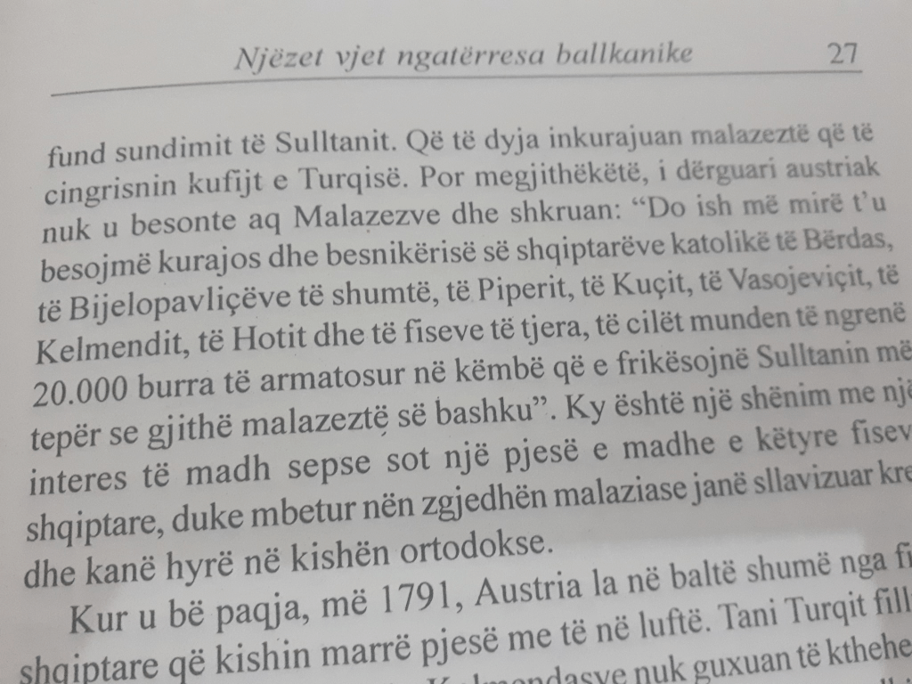 Austrian envoy of 1788 suggested that they cooperate with the Albanian Vasojevic instead of “Montenegrin tribes”
