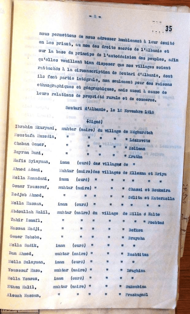 Memorandum of Kraje and Anësmali in&nbsp;1918