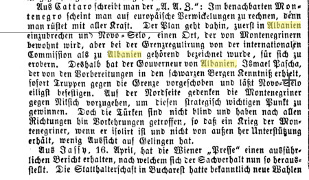 When Novo Selo of modern day Montenegro belonged to Albania in&nbsp;1866