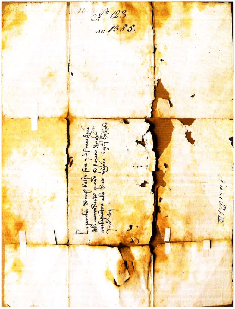 The diploma of Balsha II issued on April 24, 1385, issued in&nbsp;Tuzi