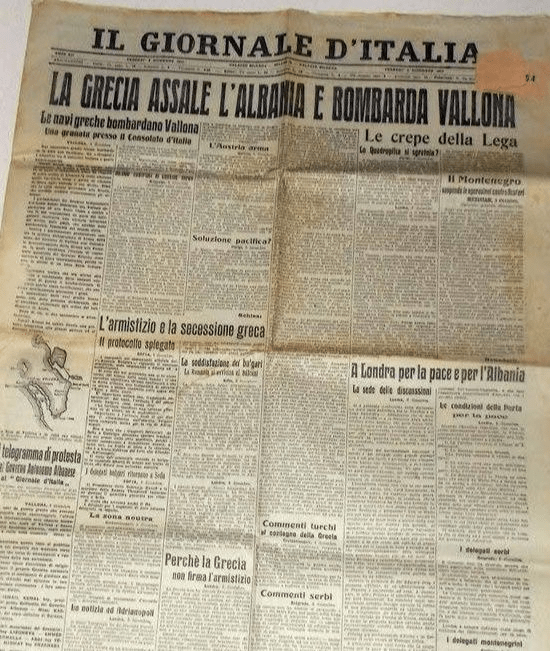 The Greek attack and bombardment of Albania and Vlorë in&nbsp;1912