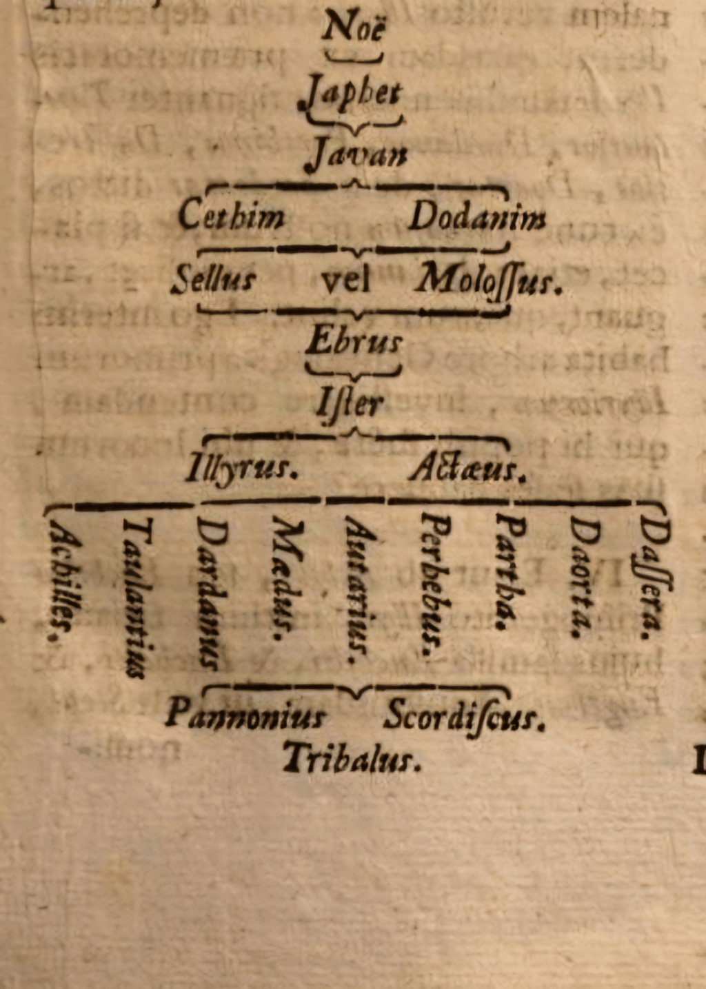 Geneaology of the Illyrian tribes of Dodanim, Dodona, Illyri, Achaeus, Achilleus, Enceleus, Dardanis, Parthi, Mollus, Thesproti and&nbsp;Lapites