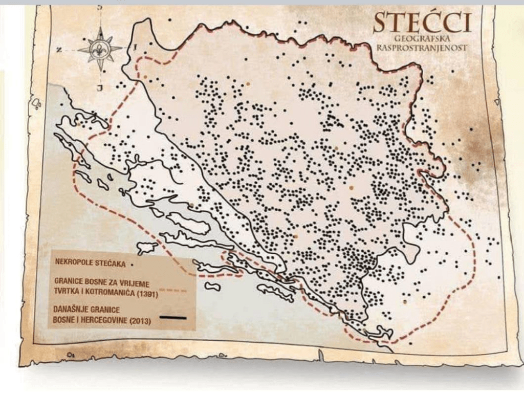 A map of Pre-Slavic, Illyrian and Pagan Stećak (stećci) in the territory of fomer Yugoslavia