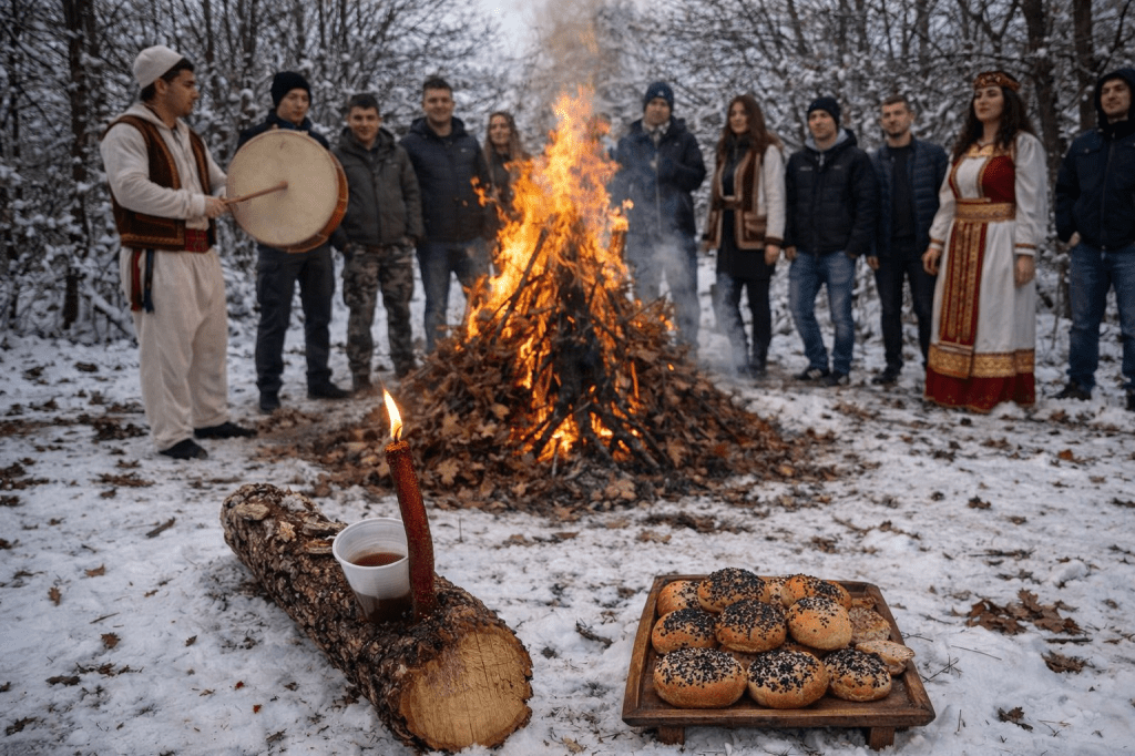 The Albanian pagan festival "Buzmi Bujar" or "Feast of Buzmi"