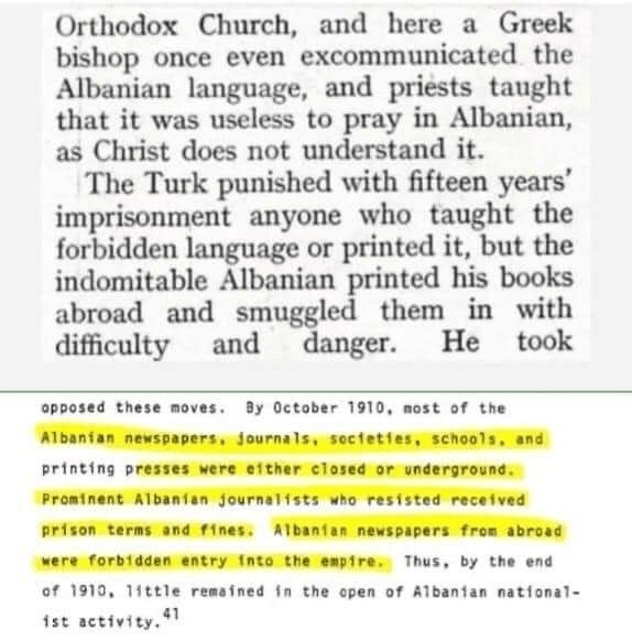 The Turkish and Greek (Greco-Turkish) oppression of the Albanian language