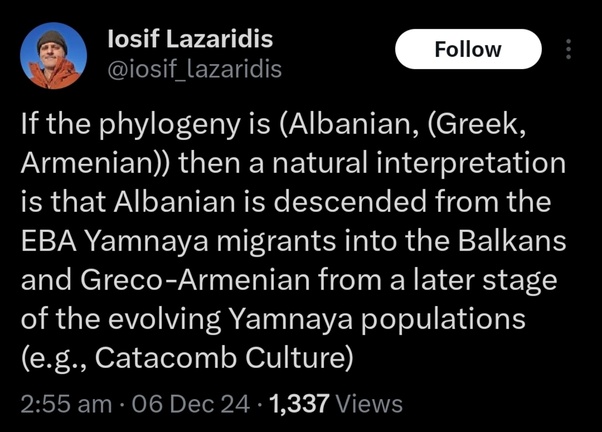 Dr. Iosif Lazaridis: Albanian as the earliest Yamnaya legacy in the Balkans: Rethinking Indo-European&nbsp;origins