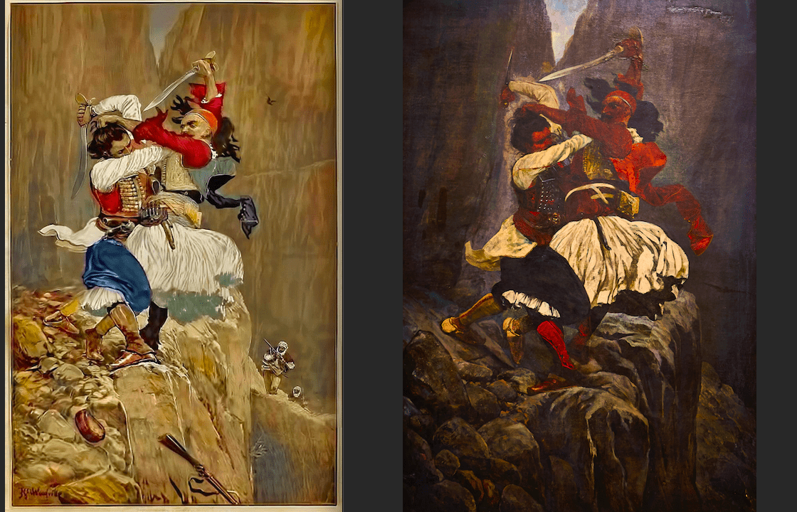 Greek propaganda in the Museum of Athens: Depicting an Albanian fighting a Montenegrin as a Suliot fighting a Turk