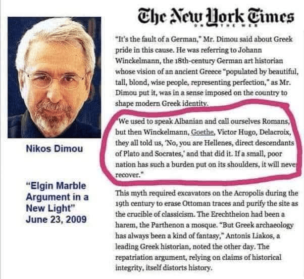 Greek writer Nikos Dimou in The New York Times: We used to speak Albanian