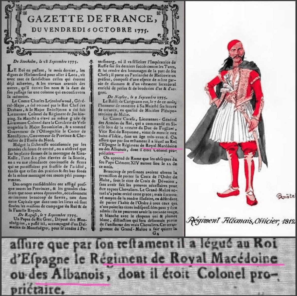 The Gazette de France of October 6, 1775  identifies Albanians as Macedonians