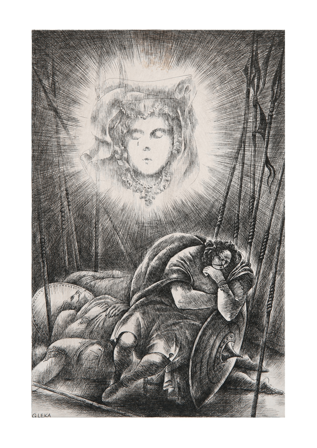 Old Albanian illustrations of Rozafati, Hana e Dielli, Konstantini, Halil Garrisë, Gjergj Elez Alia and Ymer Aga Ulqini and Muja