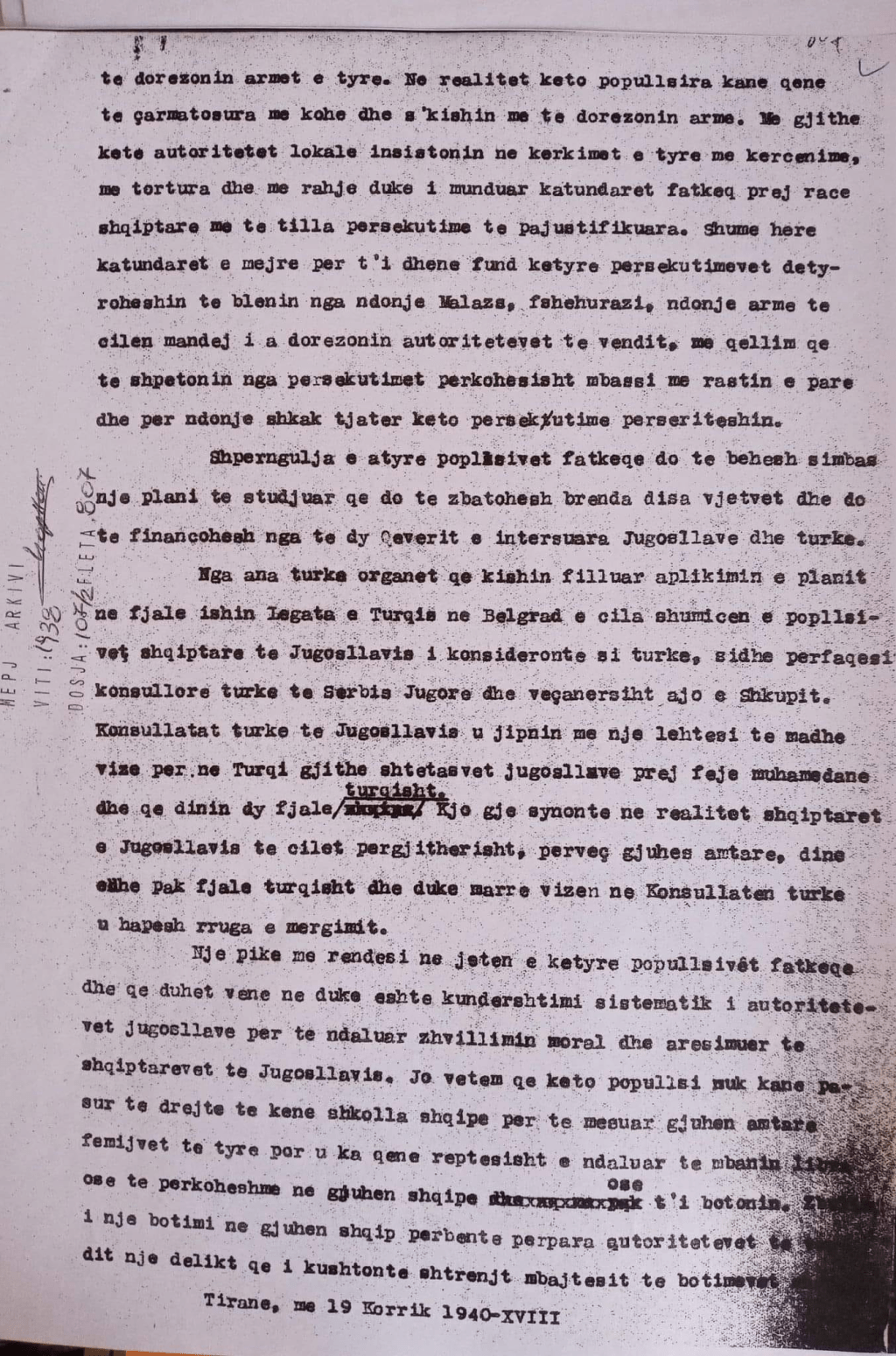 Diplomatic Documents for the Anti-Albanian Yugoslav-Turkish Expulsion of&nbsp;Albanians