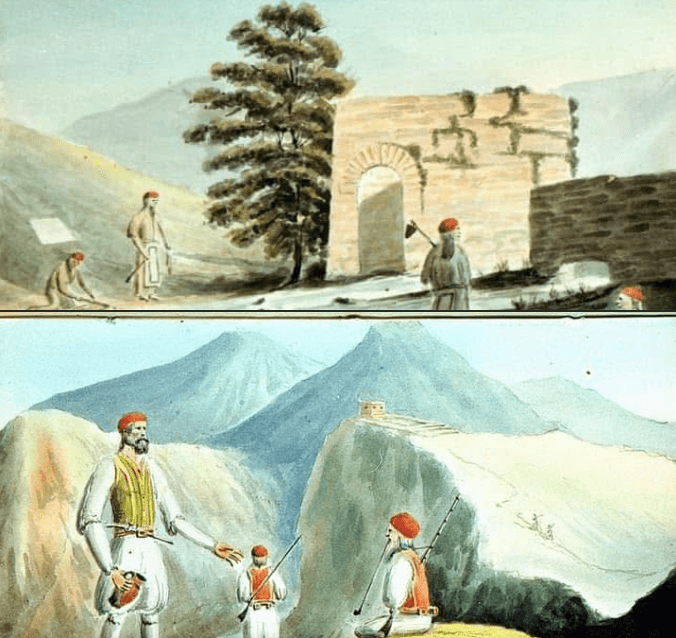 Paintings of Albanian women and men from Himara and Dhermi (1811)