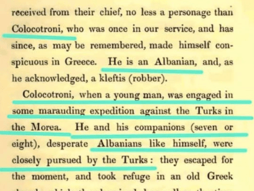 Book from 1836: Colocotroni (Theodoros Kolokotronis, Theodor Bythguri) is an Albanian