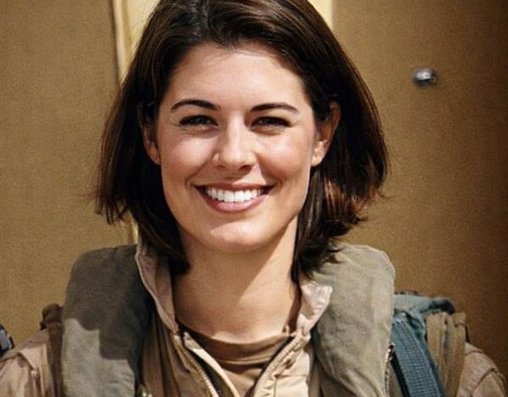 The pilot Nicole Malachowski who bombed Serbian Chetnik paramilitary targets during the Serbian aggressions against Albanians in 1998-1999